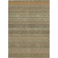 Photo of Khaki Striped Washable Non Skid Indoor Outdoor Area Rug