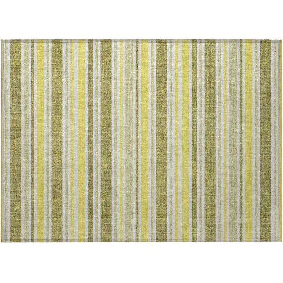 Khaki Yellow and Gray Striped Washable Non Skid Indoor Outdoor Area Rug Photo 5