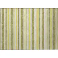 Photo of Khaki Striped Washable Non Skid Indoor Outdoor Area Rug