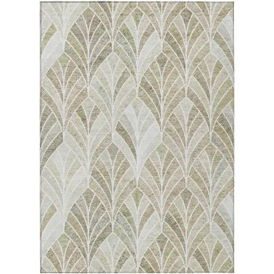 Khaki Tan And Beige Geometric Washable Indoor Outdoor Area Rug Photo 2