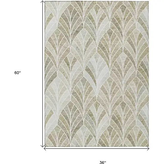 Khaki Tan And Beige Geometric Washable Indoor Outdoor Area Rug Photo 3