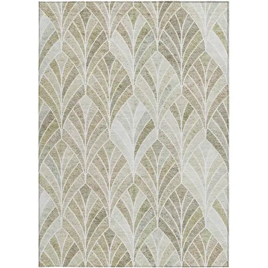 Khaki Tan And Beige Geometric Washable Indoor Outdoor Area Rug Photo 8