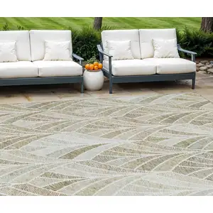 Photo of Khaki Tan And Beige Geometric Washable Indoor Outdoor Area Rug