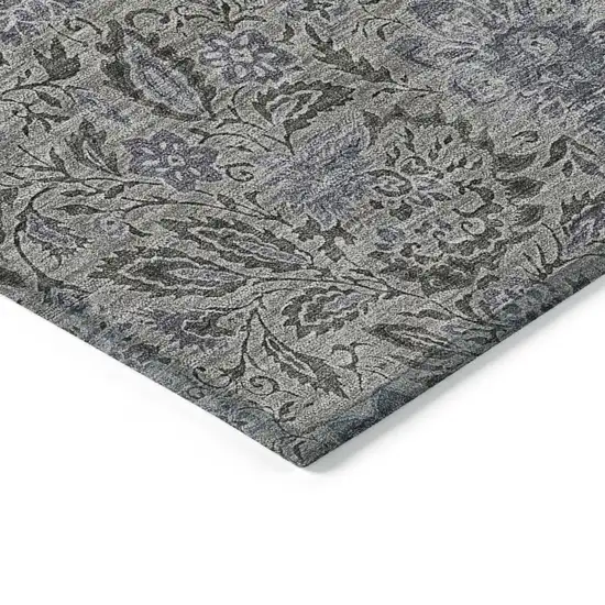 Khaki Taupe And Gray Floral Washable Indoor Outdoor Area Rug Photo 6