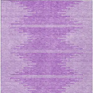 Photo of Lavender And Ivory Abstract Washable Indoor Outdoor Area Rug