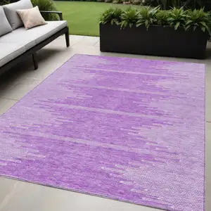 Photo of Lavender And Ivory Abstract Washable Indoor Outdoor Area Rug