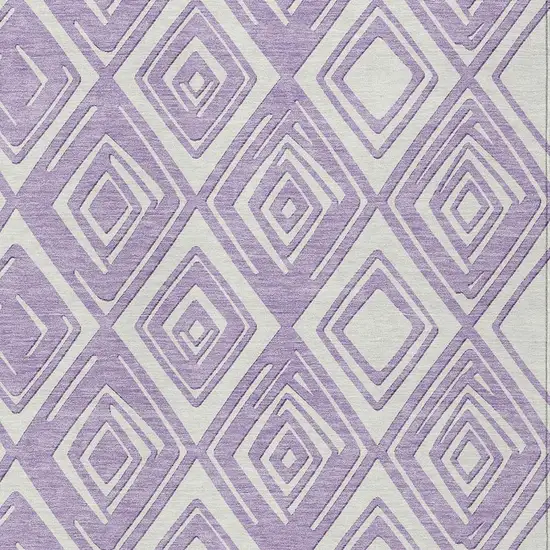 Lavender And Ivory Geometric Washable Indoor Outdoor Area Rug Photo 6