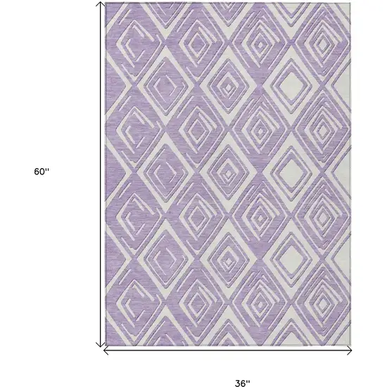 Lavender And Ivory Geometric Washable Indoor Outdoor Area Rug Photo 3