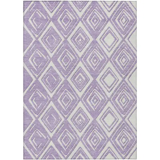 Lavender And Ivory Geometric Washable Indoor Outdoor Area Rug Photo 2