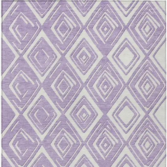 Lavender And Ivory Geometric Washable Indoor Outdoor Area Rug Photo 8