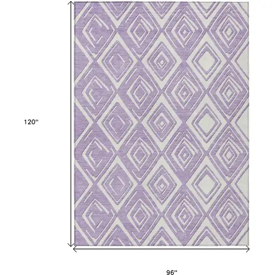 Lavender And Ivory Geometric Washable Indoor Outdoor Area Rug Photo 3