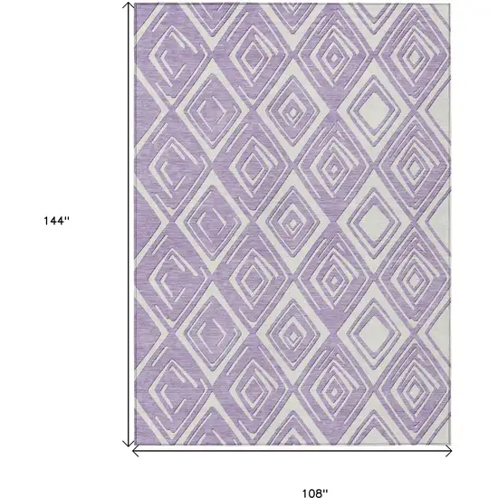 Lavender And Ivory Geometric Washable Indoor Outdoor Area Rug Photo 3