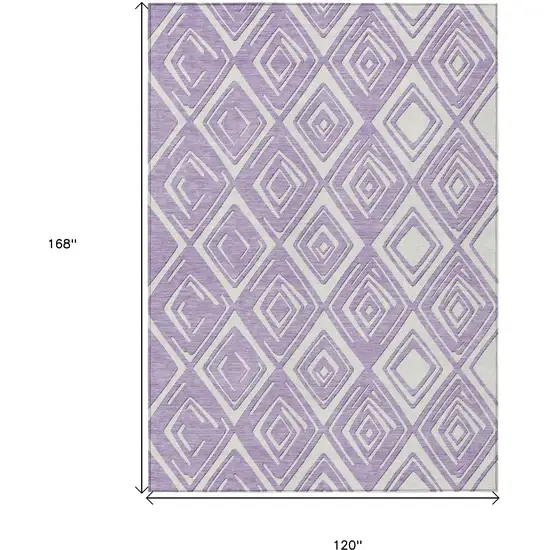 Lavender And Ivory Geometric Washable Indoor Outdoor Area Rug Photo 3