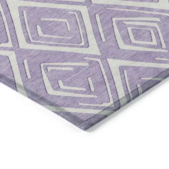 Lavender And Ivory Geometric Washable Indoor Outdoor Area Rug Photo 5