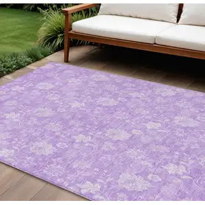 Photo of Lavender And Lilac Floral Washable Indoor Outdoor Area Rug