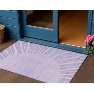 Photo of Lavender And Purple Abstract Washable Indoor Outdoor Area Rug