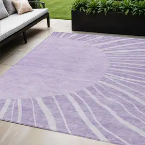 Photo of Lavender And Purple Abstract Washable Indoor Outdoor Area Rug