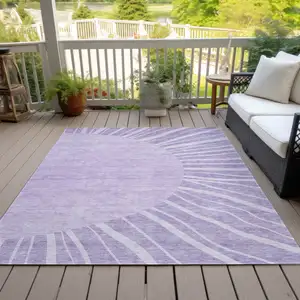 Photo of Lavender And Purple Abstract Washable Indoor Outdoor Area Rug