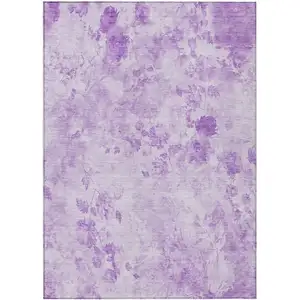 Photo of Lavender And Purple Floral Washable Indoor Outdoor Area Rug