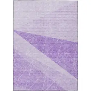 Photo of Lavender And Purple Geometric Washable Indoor Outdoor Area Rug