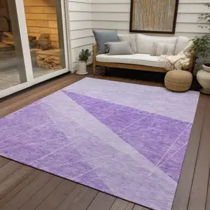 Photo of Lavender And Purple Geometric Washable Indoor Outdoor Area Rug