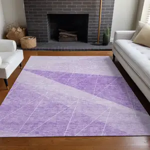 Photo of Lavender And Purple Geometric Washable Indoor Outdoor Area Rug