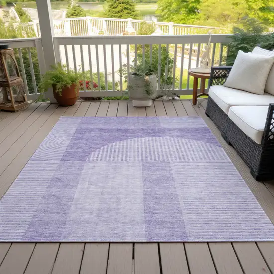 Lavender And Purple Geometric Washable Indoor Outdoor Area Rug Photo 9