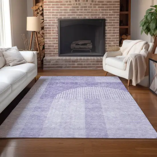 Lavender And Purple Geometric Washable Indoor Outdoor Area Rug Photo 8