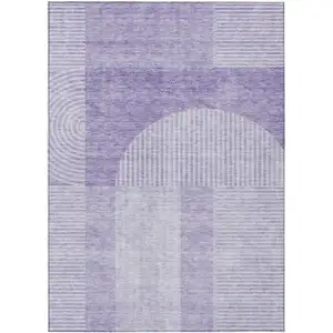 Photo of Lavender And Purple Geometric Washable Indoor Outdoor Area Rug