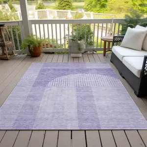 Photo of Lavender And Purple Geometric Washable Indoor Outdoor Area Rug