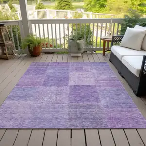 Photo of Lavender And Purple Patchwork Washable Indoor Outdoor Area Rug