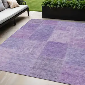 Photo of Lavender And Purple Patchwork Washable Indoor Outdoor Area Rug