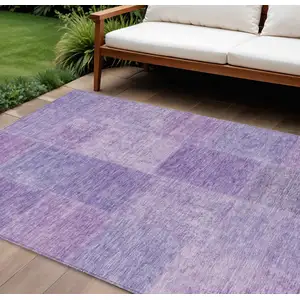 Photo of Lavender And Purple Patchwork Washable Indoor Outdoor Area Rug