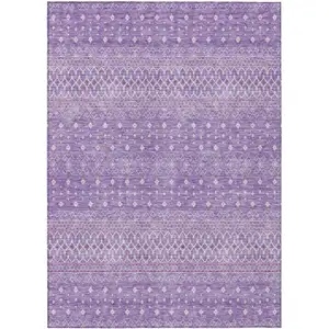 Photo of Lavender And Purple Tribal Washable Indoor Outdoor Area Rug