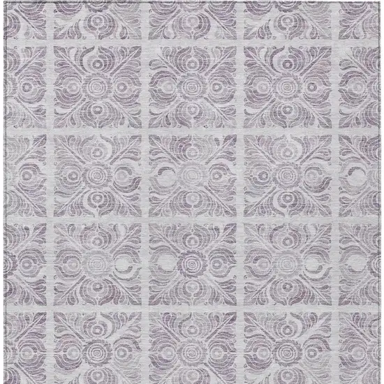 Lavender And Silver Medallion Washable Indoor Outdoor Area Rug Photo 6