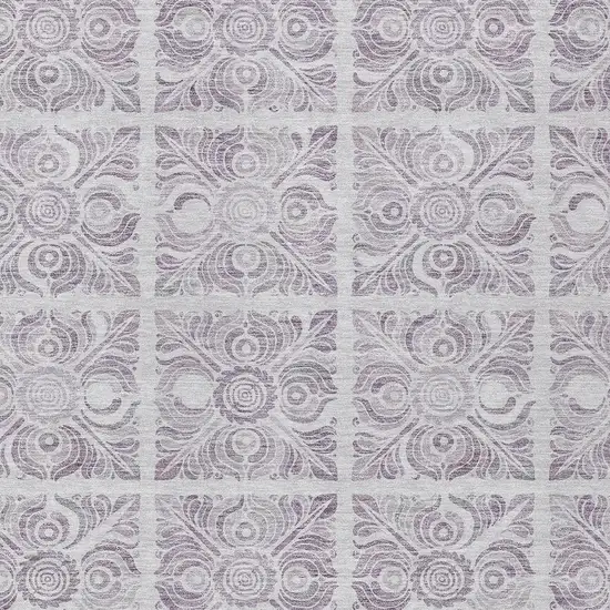 Lavender And Silver Medallion Washable Indoor Outdoor Area Rug Photo 6