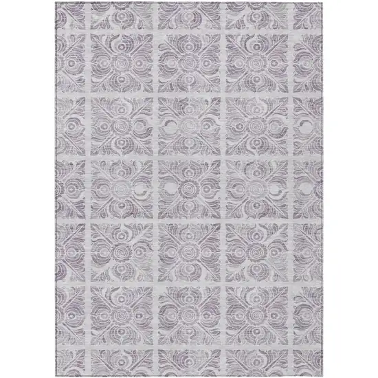 Lavender And Silver Medallion Washable Indoor Outdoor Area Rug Photo 2