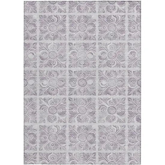 Lavender And Silver Medallion Washable Indoor Outdoor Area Rug Photo 7