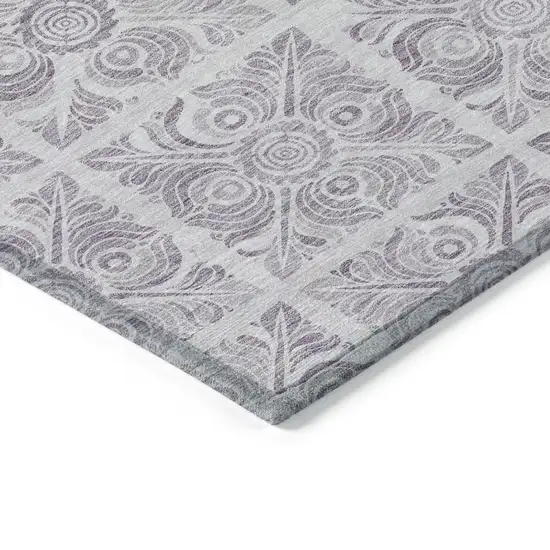 Lavender And Silver Medallion Washable Indoor Outdoor Area Rug Photo 5