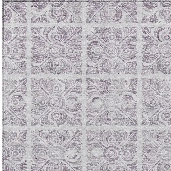 Lavender And Silver Medallion Washable Indoor Outdoor Area Rug Photo 6