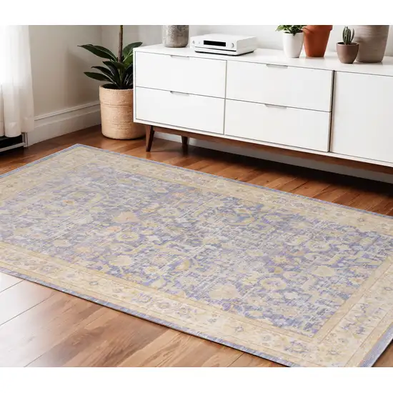 Lavender and Orange Floral Power Loom Area Rug Photo 1