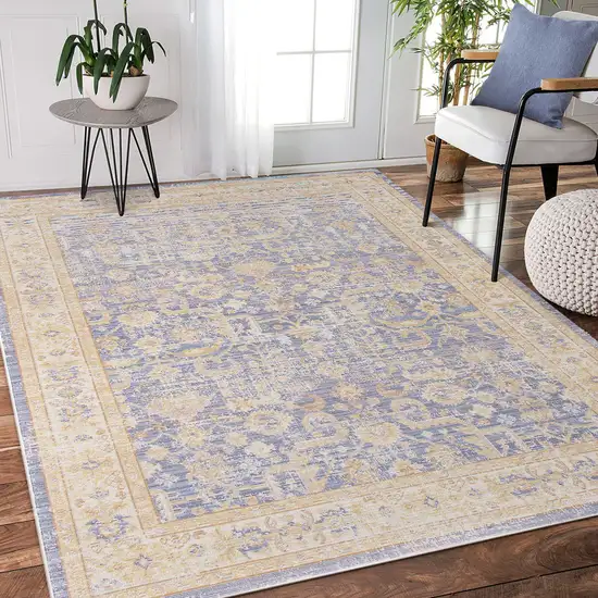 Lavender Blue Floral Power Loom Area Rug Photo 7