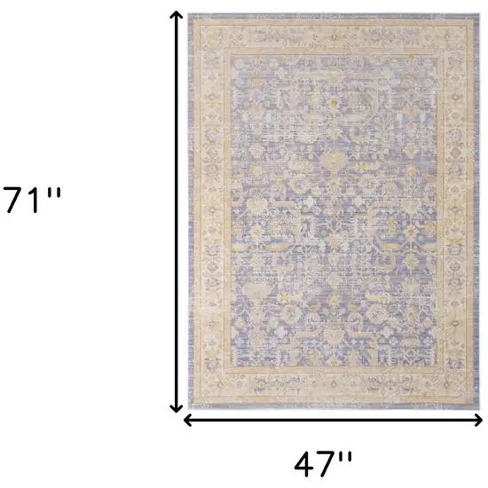 Lavender Blue Floral Power Loom Area Rug Photo 8