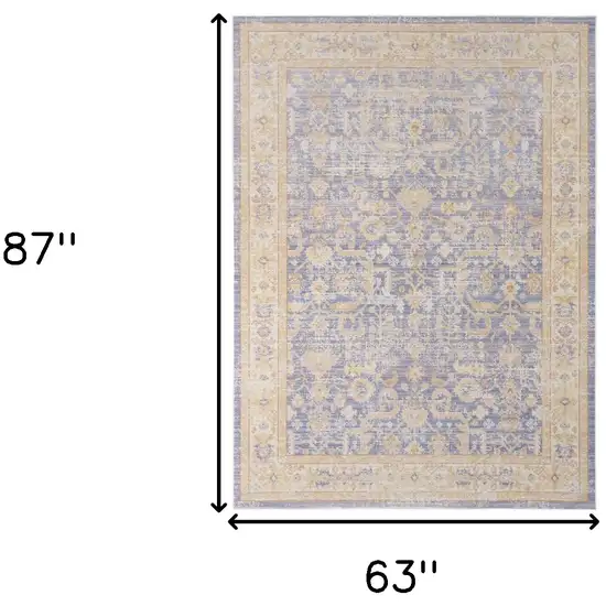 Lavender Blue Floral Power Loom Area Rug Photo 8