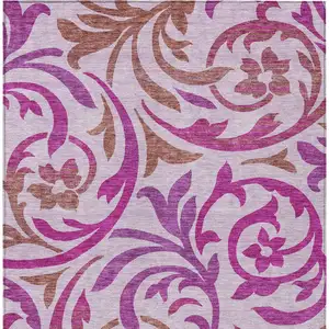 Photo of Lavender Blush And Purple Floral Washable Indoor Outdoor Area Rug