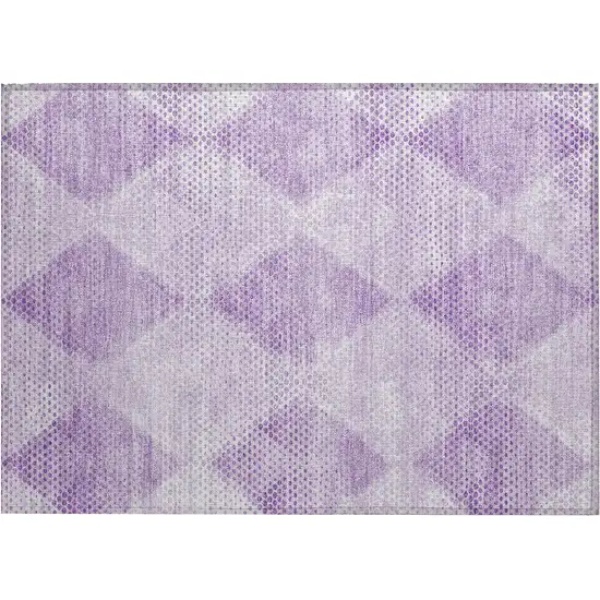 Lavender Geometric Washable Non Skid Indoor Outdoor Area Rug Photo 2