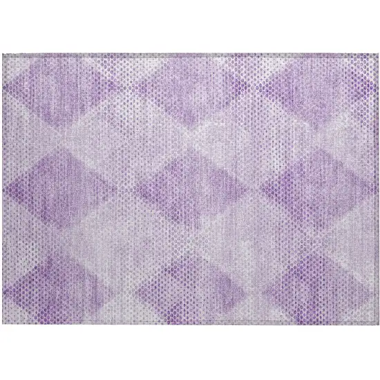 Lavender Geometric Washable Non Skid Indoor Outdoor Area Rug Photo 2