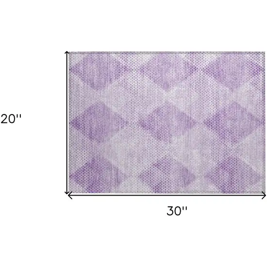 Lavender Geometric Washable Non Skid Indoor Outdoor Area Rug Photo 3