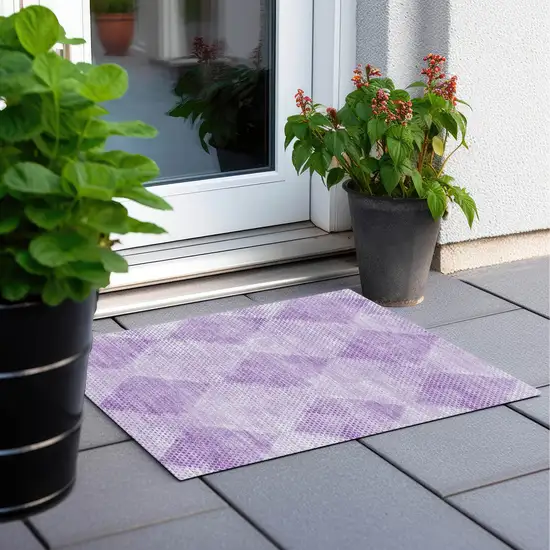 Lavender Geometric Washable Non Skid Indoor Outdoor Area Rug Photo 8