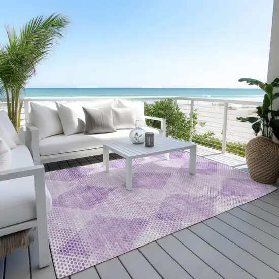 Lavender Geometric Washable Non Skid Indoor Outdoor Area Rug Photo 8